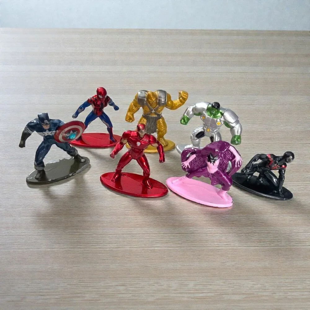 Marvel Metal Die-Cast Mini Figures Lot Spider-Man Iron Man Hulk Thanos Venom